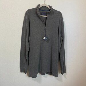 Hart Schaffner Marx Gray 1/4 Zip Sweater 100% Cotton